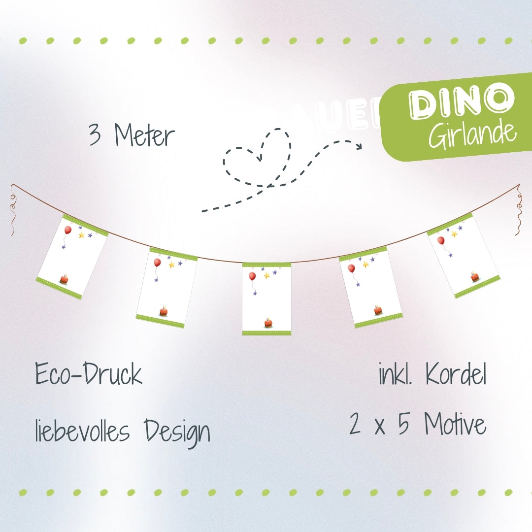 Dinos Girlande zum Beschriften