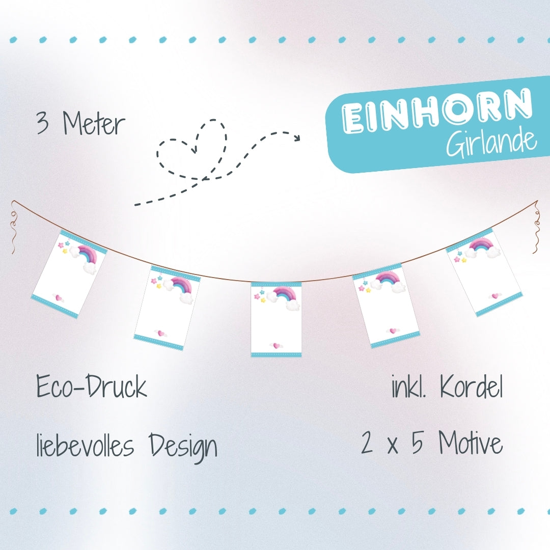 Einhorn Girlande zum Beschriften