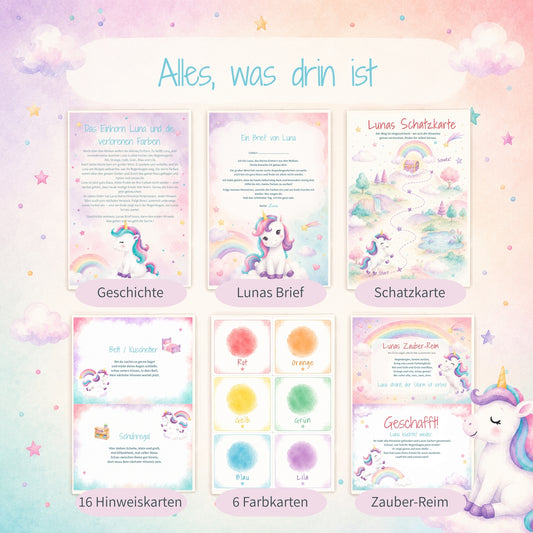 Einhorn-Schatzsuche: Luna sucht ihre Farben