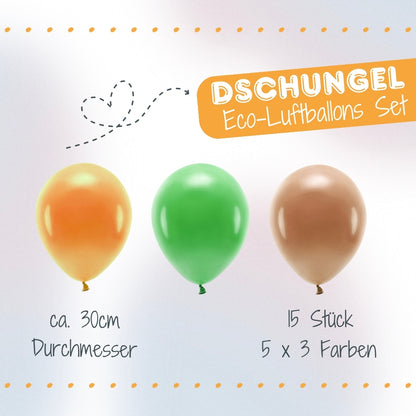 Dschungel Luftballonset Eco 15 Stück