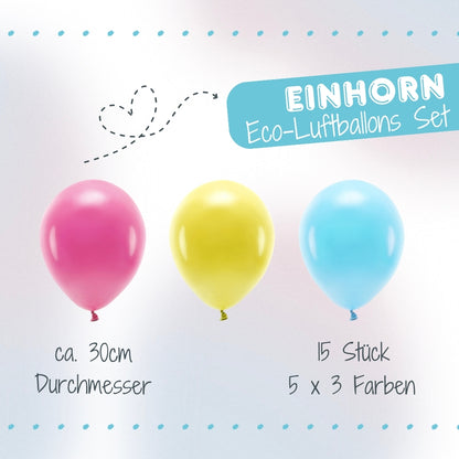 Einhorn Luftballonset Eco 15 Stück