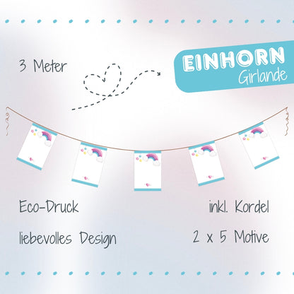 Einhorn Girlande zum Beschriften