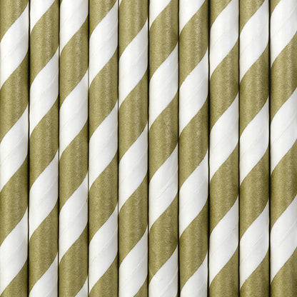 Papierstrohhalme gold gestreift 10 Stück